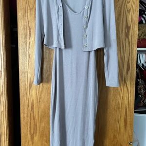 SHEIN Gray Long Sleeve Dress with Cardigan